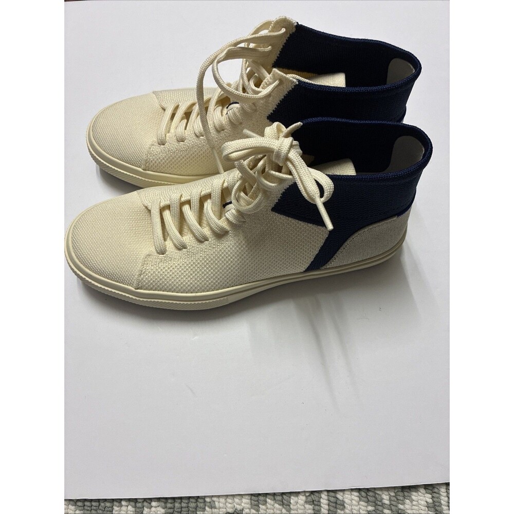 Rothy’s The Women’s High Top Sneaker Cream Navy Size 9